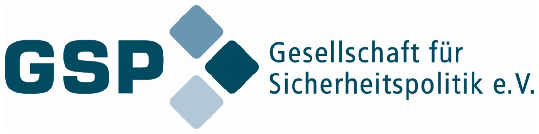 GSP Gesellschaft für Sicherheitspolitik e.V. Logo mit abstrakten blauen Quadraten.