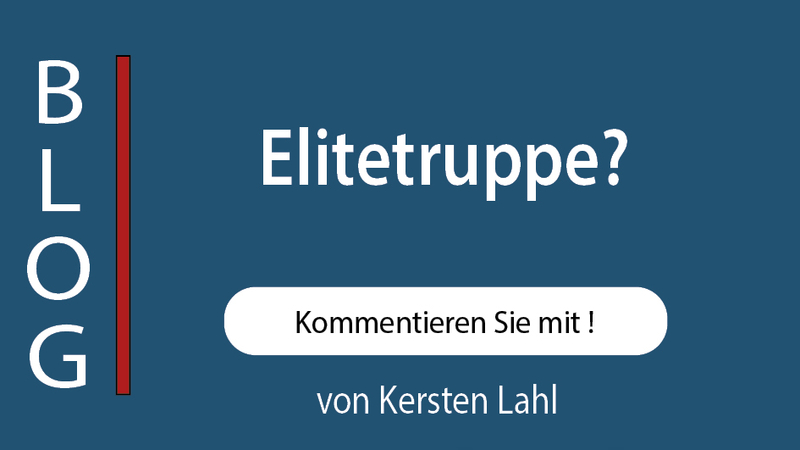 Blog-Beitrag von Kersten Lahl mit dem Titel 'Elitetruppe?', der zum Kommentieren einlädt. 'BLOG' ist vertikal links.