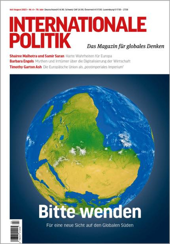 Titelseite des Magazins Internationale Politik mit einer Weltkugel, die den Globalen Süden hervorhebt.