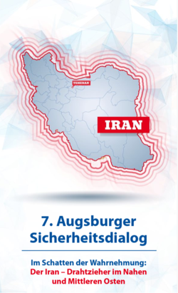 Karte des Iran mit roter Umrandung. 7. Augsburger Sicherheitsdialog: Iran – Drahtzieher im Nahen und Mittleren Osten.