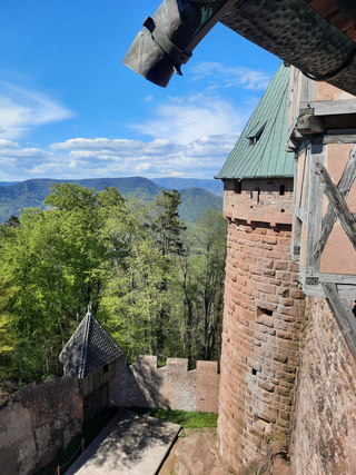 Burg HoKönigsburg, Rittersaal mit Blick zu den Vogesen