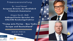 Veranstaltung "Trump ante Portas" mit Dr. Josef Braml & Jürgen Hardt, MdB, zu Europa & Deutschland. Mit Rednerfotos.