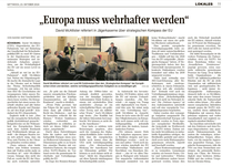 David McAllister (CDU) referiert in einer Kaserne über den Strategischen Kompass und EU-Verteidigungspolitik.