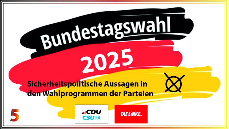 Bundestagswahl 2025: Sicherheitspolitische Aussagen in den Wahlprogrammen von CDU/CSU und Die Linke. Seite 5.