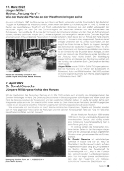 Zwei Schwarz-Weiß-Fotos: ein Panzer der 1. US-Infanteriedivision im Harz und die Sprengung des Schalker Turms.