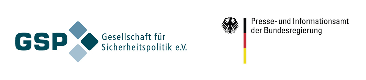 Logos der Gesellschaft für Sicherheitspolitik (GSP) und des Presse- und Informationsamts der Bundesregierung.
