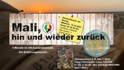 Veranstaltung: Vortrag von Oberstleutnant Wolk über 5 Monate UN-Einsatz in Mali, 19.12.2023, Landhaus Ohlstedt, Hamburg.
