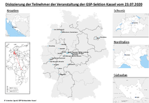 Dislozierung der Teilnehmer der Veranstaltung der GSP-Sektion Kassel vom 23.07.2020