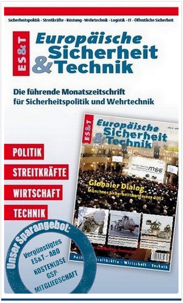 Titelblatt der Fachzeitschrift 'Europäische Sicherheit & Technik' mit Hinweis auf ein vergünstigtes Abo und kostenlose GSP-Mitgliedschaft.