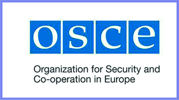 Logo der OSZE, der Organisation für Sicherheit und Zusammenarbeit in Europa.