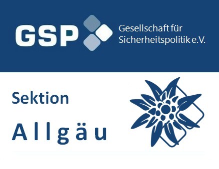 Logo der GSP Gesellschaft für Sicherheitspolitik e.V. Sektion Allgäu mit Edelweiß-Symbol.