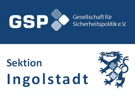 Logo der GSP, Gesellschaft für Sicherheitspolitik e.V., Sektion Ingolstadt mit Stadtwappen.