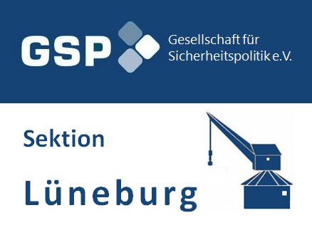 GSP, Gesellschaft für Sicherheitspolitik e.V., Sektion Lüneburg. Logo mit stilisiertem historischen Kran.