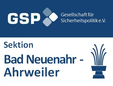 Logo der GSP, Gesellschaft für Sicherheitspolitik e.V., Sektion Bad Neuenahr-Ahrweiler mit Brunnen-Symbol.