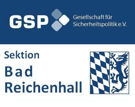 Logo der Gesellschaft für Sicherheitspolitik e.V., Sektion Bad Reichenhall, mit bayerischem Wappen.