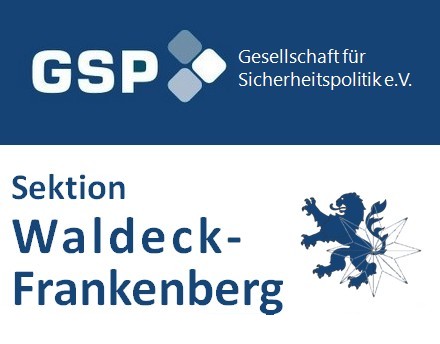 Logo der GSP (Gesellschaft für Sicherheitspolitik e.V.), Sektion Waldeck-Frankenberg, mit blauem Wappenlöwen und Stern.