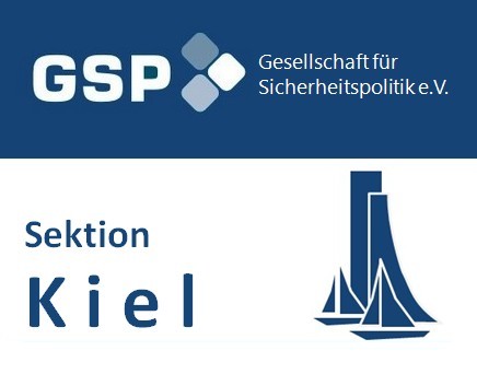 GSP Logo und Name, mit 'Sektion Kiel' und einer blauen Grafik von zwei Segelbooten vor hoher Struktur.
