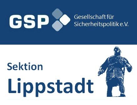 Logo der GSP, Gesellschaft für Sicherheitspolitik e.V., Sektion Lippstadt, mit stilisierter historischer Statue.
