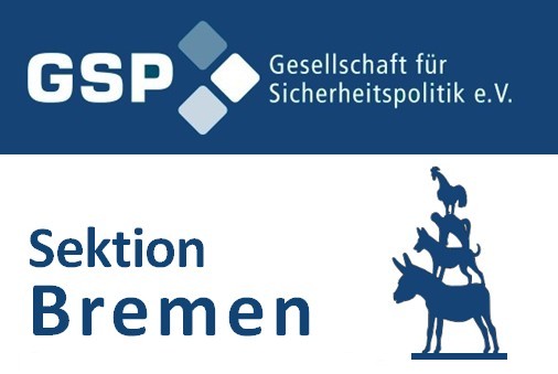 Logo der Gesellschaft für Sicherheitspolitik e.V. (GSP), Sektion Bremen, mit den Bremer Stadtmusikanten.